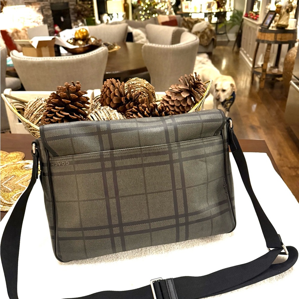Coach Men's Checkered Messenger Bag - Black and Gray - Picture 2 of 4
